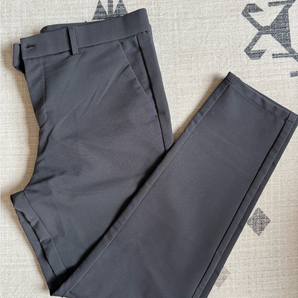 Plaid & Plain Men's Slim Fit Skinny Charcoal Grey Dress Pants - 34x30